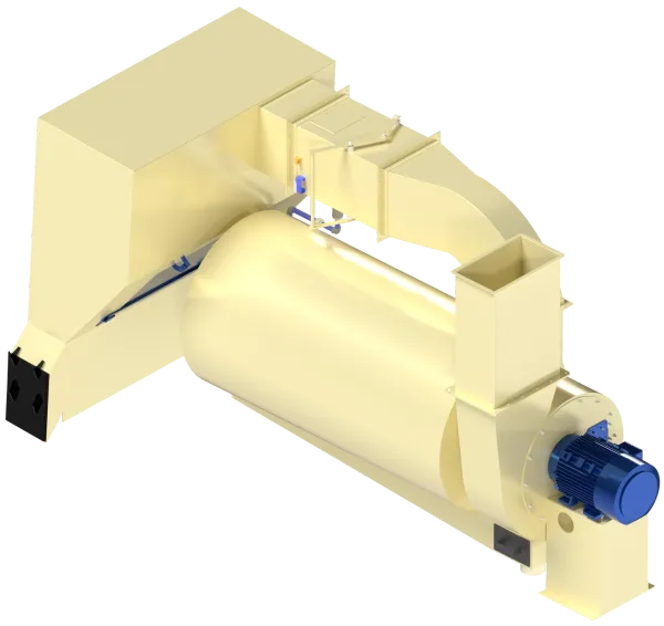 Render 3D de la lavadora de finos integrada al tambor mezclador